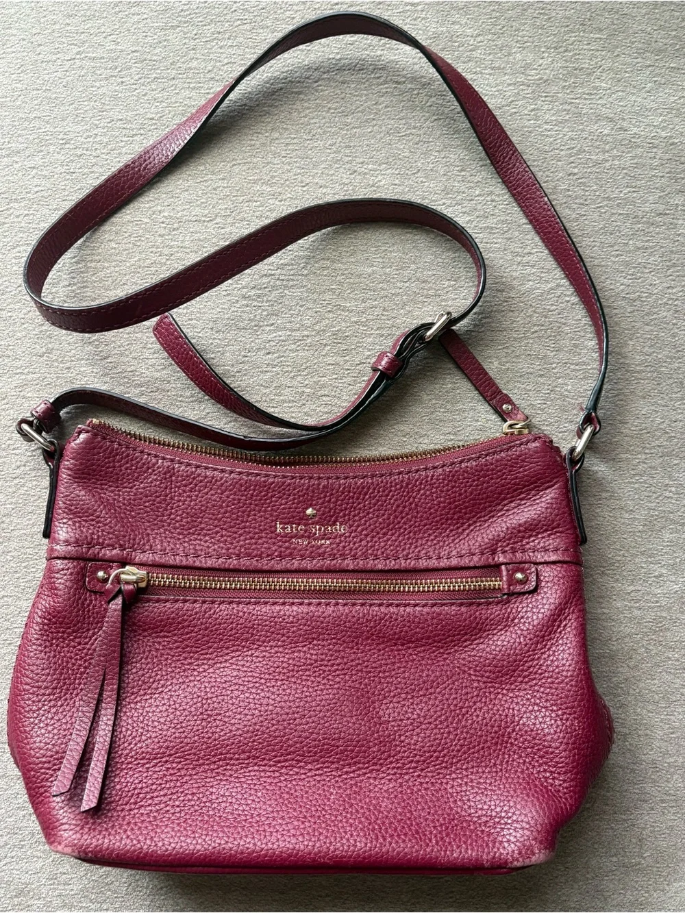Kate spade Pebbled Leather Crossbody Bag in Berry